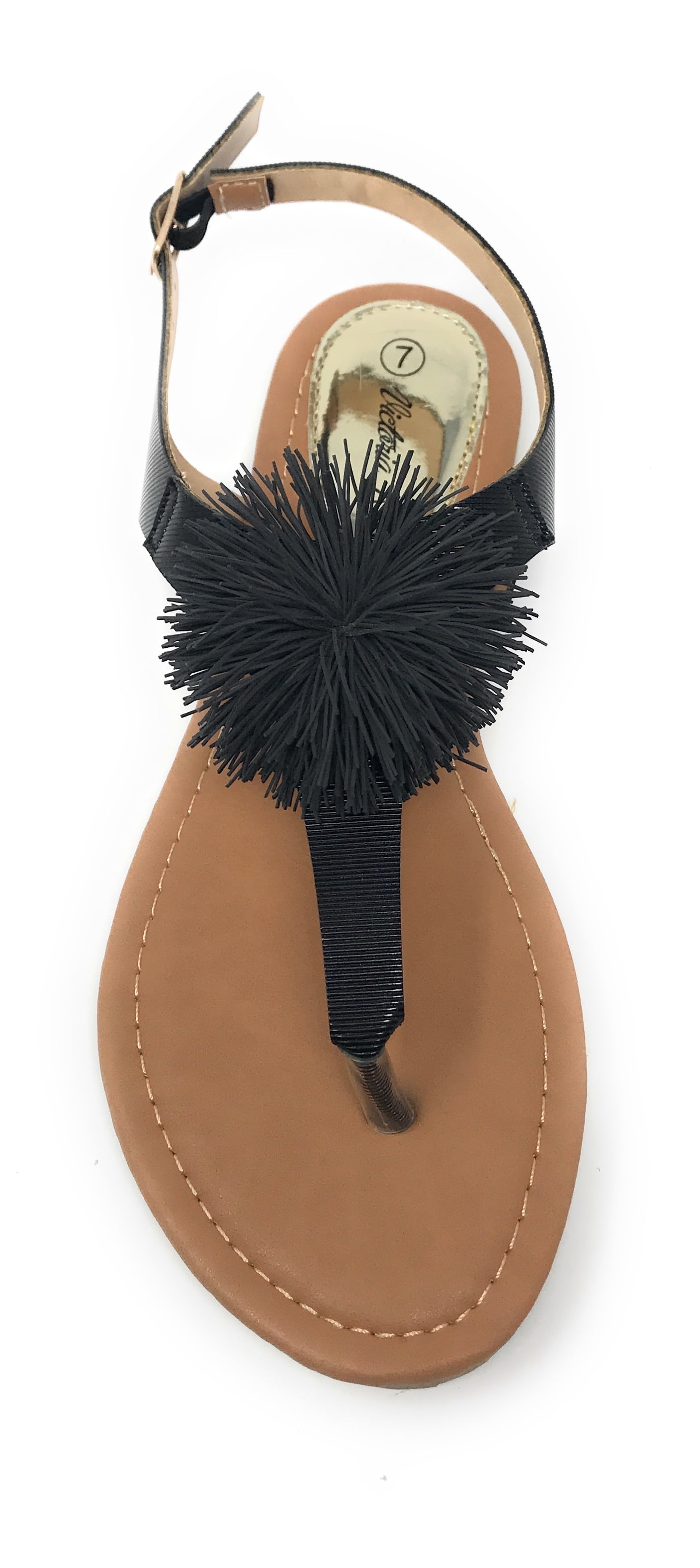 Victoria K Women's PomPom With Side Buckle Sandals
