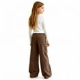 thumbnail image 6 of Corduroy Pants Girls Baggy Button High Waisted Wide Leg Lounge Pants Fall Casual Work Trousers with Pockets Brown 170, 6 of 9