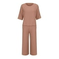 thumbnail image 6 of Chroia Women's Travel Vacation Set - 2PC Breathable Cotton-Linen Tops & Wide Leg Pants Summer Outfits, 6 of 6