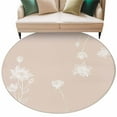 thumbnail image 6 of Pink White Floral Round Rug 5ft Washable Circle Kitchen Rugs Non Slip Abstract Art Summer Botanical Large Area Rug Indoor Floor Carpet for Bedroom Living Room Home Office Dining Room Nursery, 6 of 8