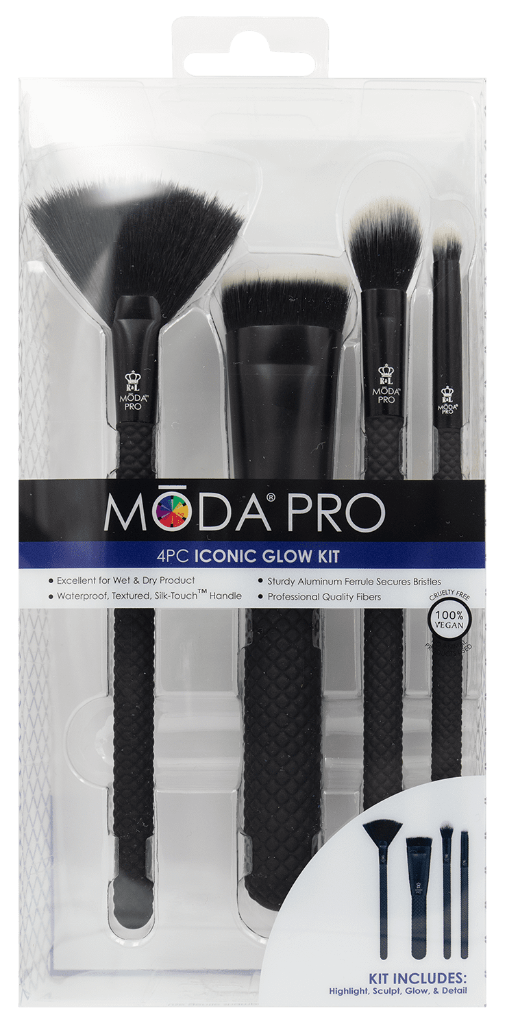 Moda Pro Iconic Glow Makeup Set, Black, 4 Piece