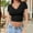 Black, variant on WCJM Women's Summer Causal Short Sleeve Tops Round Neck Stripe T Shirt Blous Women's Short Sleeve T-Shirt Women's Soft Workout Slim Casual Short Sleeved V Neck Crop Tops