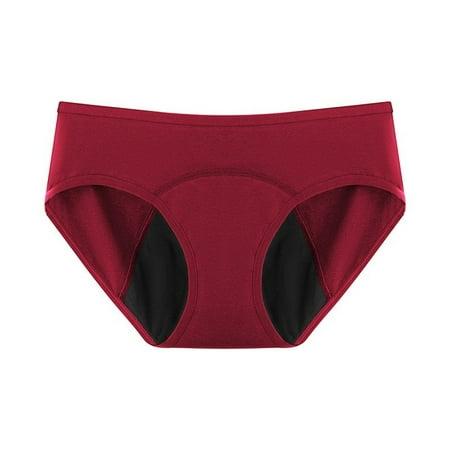 

REORIAFEE Comfortable Women s Briefs Breathable Underwear for Everyday Wear 3PC Four Layer Underwear High Capacity Breathable Medium Low Waisted Cotton Underwear Wine L