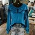 thumbnail image 2 of SwiftWear Women's Velvet Bow Blouse Long Sleeve Sweetheart Neck Holiday Party Tops Xmas Valentine's Day Outfit for Date Night & Parties​ Light Blue, 2 of 9