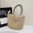 thumbnail image 3 of Mujeres bolsas de hombro vintage gran capacidad tejido de paja, 3 of 9