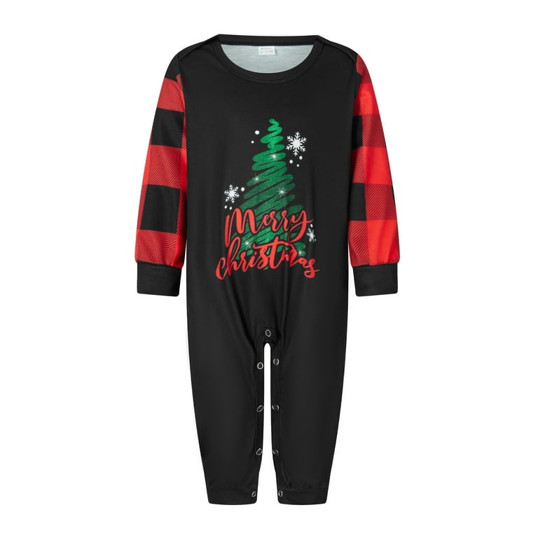 Family Christmas Pjs Matching Sets Christmas Pajamas Santa Printed Top and Plaid Pants Sleepwear for Family Walmart