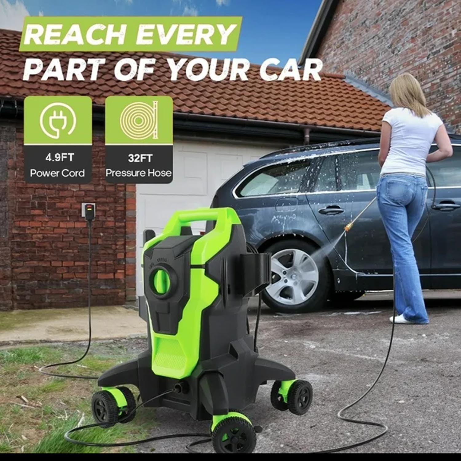 Electric Pressure Washer with Touch Screen,  4200 PSI 2.8 GPM, 4 Quick Connect Nozzles, Inlet Hose & Filter& Foam Cannon for Cars/Fences/Driveways/Home Cleaning