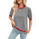thumbnail image 2 of Suéteres Casuales de Verano para Mujer, con Cuello Redondo, Corta, A Rayas, de Punto con Bloques de Color, de Corte Alto y Moderno Negro y Rojo XXL, 2 of 10