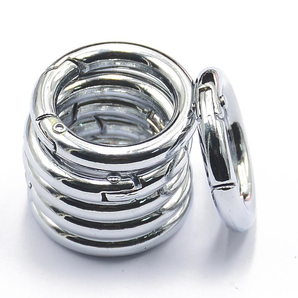 5pcs Mini Circle Round Carabiner Spring Snap Clip Hook-Keychain-Hiking_/au U3K1 