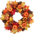 thumbnail image 1 of Coronas de otoño con luz LED 40 cm Hoja de arce de otoño Guirnalda de bayas de calabaza Guirnalda de flores artificiales Puerta delantera para Halloween Navidad Acción de gracias Pared Decoración del JFHHH pequeña, 1 of 5