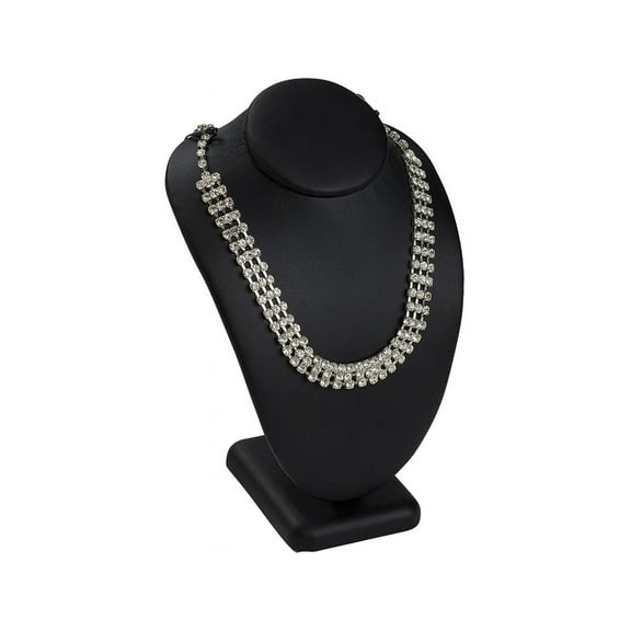 Small Black Faux Leather Necklace Display - 4”W x 3½"L x 5½”H