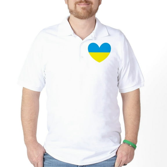 CafePress - I Stand With Ukraine Heart Golf Shirt - Golf Shirt, Pique Knit Golf Polo