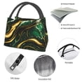 thumbnail image 4 of Yiaed Green Marble Print Lunch box lunch bag Portable Insulated Lunch Box for Women Men Cooler Tote Bag with Front Pocket for Work Picnic Travel, 4 of 6