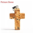 thumbnail image 2 of MATROOY Natural Quartz Crystal Cross Pendant Crucifix Shape Stone Jewelry making-Picture Jasper-5PCS, 2 of 4