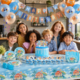 Blue Dog Birthday Party Supplies Set for 20 Guests with Banner ...