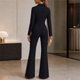 thumbnail image 6 of Edvintorg Women Jumpsuit Lapel Cargo Pocket Button Down Romper Long Sleeve Jumpsuits with Flare Pant Womens Clothing S-XL Black, 6 of 6