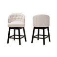 thumbnail image 3 of Baxton Studio Theron Mid-Century Transitional Light Beige Fabric and Espresso Brown Finished Wood 2-Piece Swivel Counter, 3 of 7