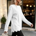 thumbnail image 6 of Eryao Lightweight Womens Sweatshirt Fall Winter Solid Color Oversized Crewneck Sweatshirts Scalloped Casual Long Sleeve Pullover Tops White,XXL, 6 of 7
