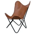 thumbnail image 6 of Rajeriya-Brown Home Living Room Chairs Leather Butterfly Chair Leather Accent Chair-Handmade with Powder Coated Folding Iron Frame, 6 of 7