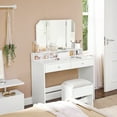 thumbnail image 3 of VASAGLE Vanity Desk, Makeup Vanity, Vanity Table with Tri-Fold Mirror, 2 Drawers and 3 Open Compartments, Dressing Table, Modern Style, White, 3 of 6