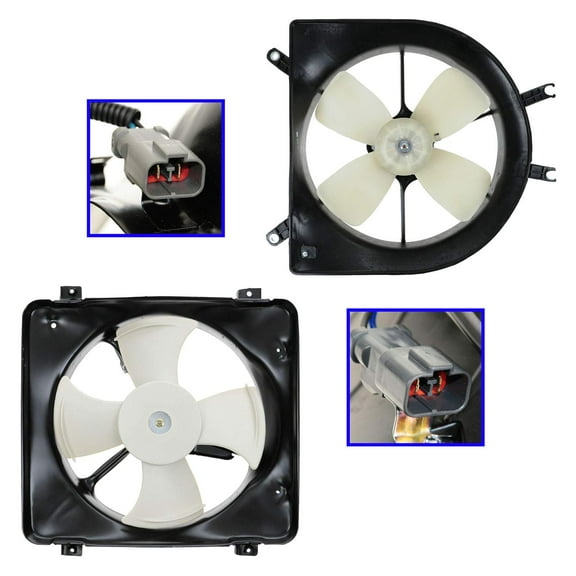 AC Condenser Radiator Cooling Fan Assembly Pair Set for Acura EL Honda Civic RFA86804