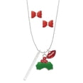 thumbnail image 1 of Delight Jewelry Silvertone She Believed She Could Bar Christmas Kiss Charm Necklace and Stud Earrings, 1 of 4