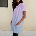 thumbnail image 6 of Duoif Women's Casual V Neck Short Sleeve Dress Loose Fit T Shirt Dress with Pockets Light Violet S, 6 of 9