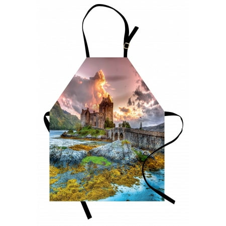 

Scenery Apron Dreamy Ancient Times Middle Age Inspired Princess Castle Near Lake Stones Moss Unisex Kitchen Bib Apron with Adjustable Neck for Cooking Baking Gardening Multicolor by Ambesonne