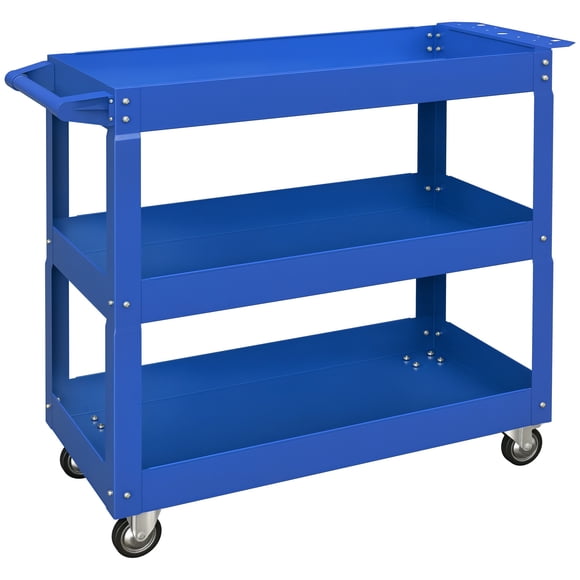 DURHAND 3 Tier Rolling Tool Cart, 330 LBS Capacity Utility Cart, Blue
