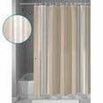 thumbnail image 4 of Hokiten Shower Curtain, Beige Striped Fabric Shower Curtains for Bathroom, Farmhouse Luxurious White Stripes Modern Abstract Art Bath Curtain Waterproof Bathtub Curtains with Hooks, Small 36" x 72", 4 of 7