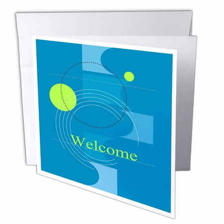 - 3dRose Circle and Square Design, Blue and Green, Welcome, Greeting Cards, 6 x 6 inches, set of 12