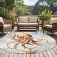 thumbnail image 4 of Round Rugs 6Ft, Brown Octopus Coastal Round Area Rug Washable Indoor Throw Carpet, Nautical Summer Beach Ocean Soft Non Slip Circle Rug for Office Cabinet Home Decor Aesthetic, 4 of 8