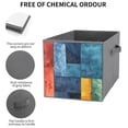thumbnail image 5 of Collapsible Oxford Fabric Storage Cubes with Handles, Large Mid Foldable Oxford Cloth Bins Set of 2/6, Closet Organizers for Shelves Clothes Home Kitchen Toy - Colorful Plate Square, 5 of 7