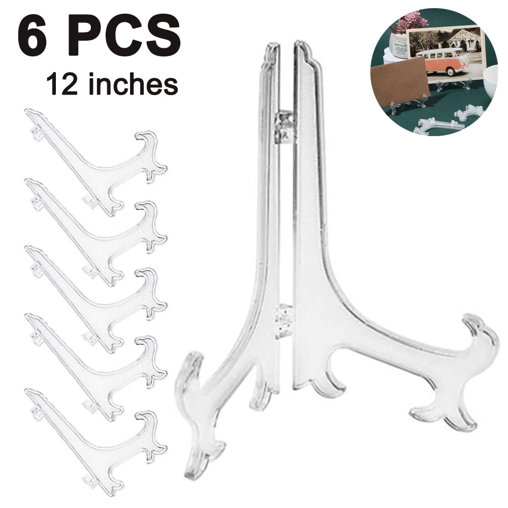 12 Piece Display Stand Holder Picture Frame Plastic Easels Plate Hinges Decor US 