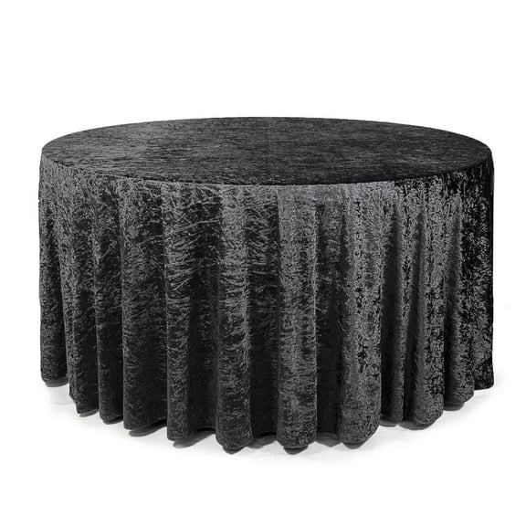 YOUR CHAIR COVERS - 120 Inch Round Crushed Velvet Tablecloth for Weddings, Quinceanera, Events or Baby Shower - Black
