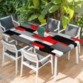 thumbnail image 2 of Red Black Geometric Table Cloths for 6 Foot Rectangle Tables, Modern Abstract Art Block Patio Waterproof Elastic Fitted Tablecloths, Washable Rectangular Table Cover for Camping, 2 of 8