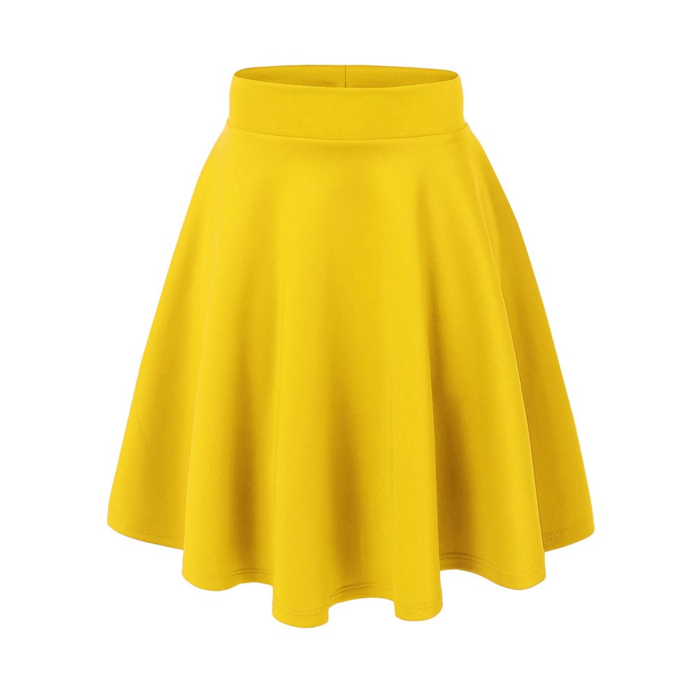 yellow fit and flare skirt