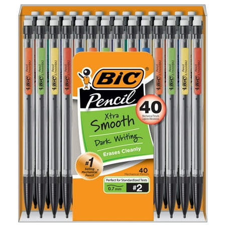 BIC Xtra Smooth No.2 Mechanical Pencil, Medium Point (0.7 mm), 40 Pack, For School or Office Supplies
