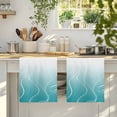 thumbnail image 4 of Aqua Blue Geometric Kitchen Towels Set of 3, Modern White Stripe Distortion Art Absorbent Dish Towels for Kitchen, Microfiber Hand Towel, Quick Drying Tea Towel for Cleaning Decorative Dishcloths, 4 of 7