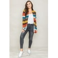thumbnail image 5 of Eloges Women's Multi Color Stripe Elbow Patch Open Cardigan, 5 of 12