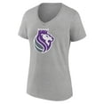thumbnail image 2 of Women's Heather Gray Sacramento Kings Alternate Logo V-Neck T-Shirt, 2 of 3