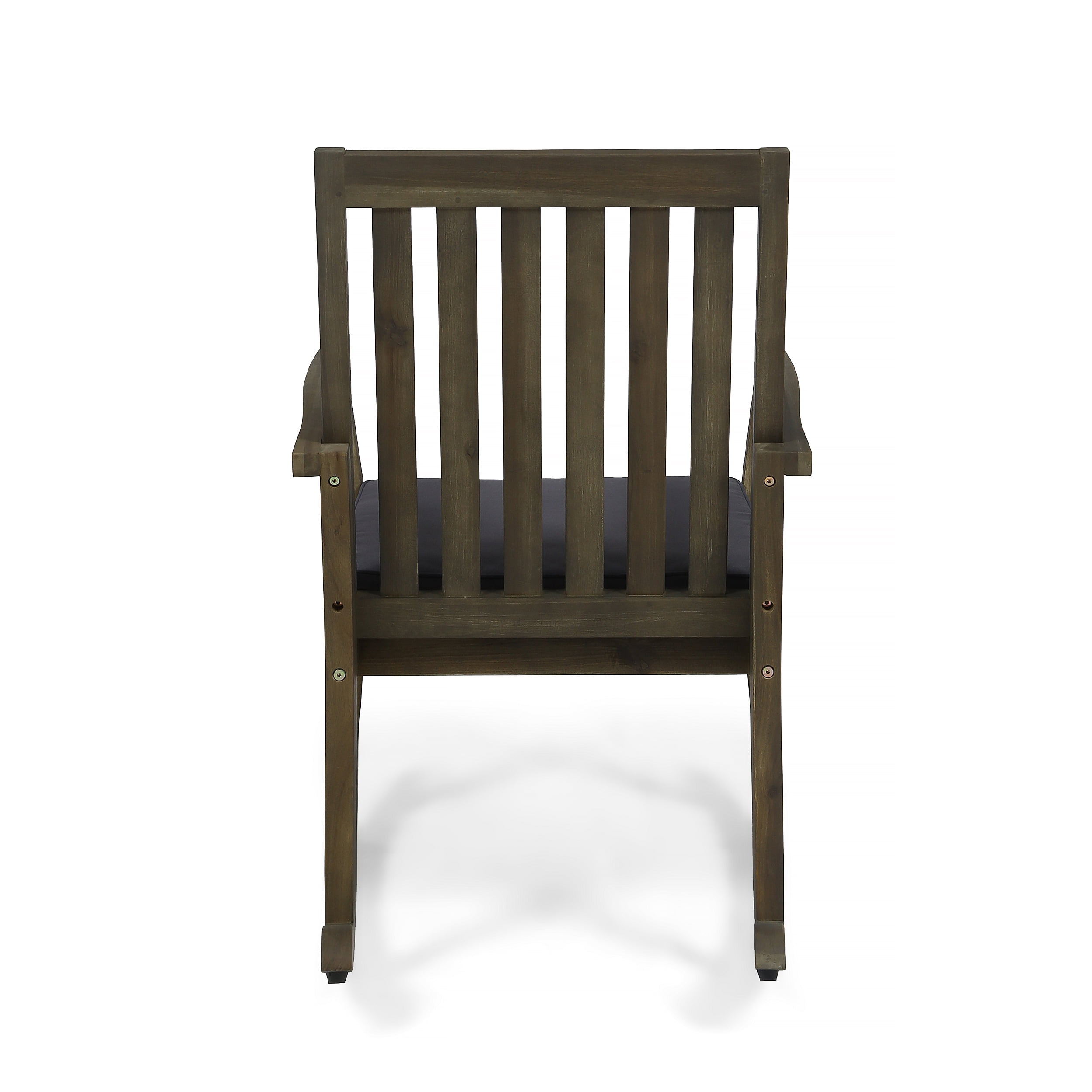 Reyna Outdoor Acacia Wood Rocking Chairs with Cushions, Gray, Dark Gray