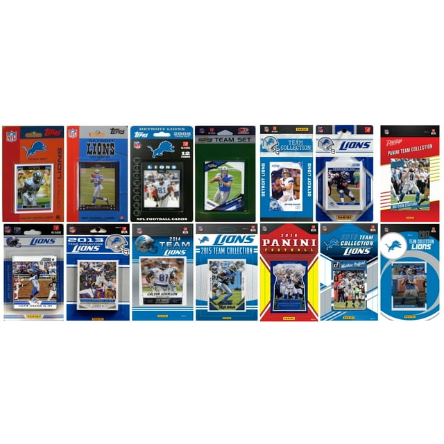 C&I Collectables LIONS1417TS NFL Detroit Lions 14 Ensembles d'Équipe de Cartes à Échanger sous Licence Différents