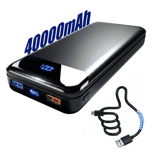 40000mAh Power Bank, 30W PD Fast Charging Portable Charger with LED Digital Display, High Capacity External Battery Pack for iPhone 17 16 15 Pro Max, Samsung Galaxy, iPad, Camping by Tilnce