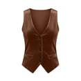 thumbnail image 7 of Zynoxe Vest Tops for Women 2026 Velvet Sleeveless V Neck Button down Fitted Waistcoat with Pockets Solid Color Casual Party Daily Summer Vest, 7 of 7