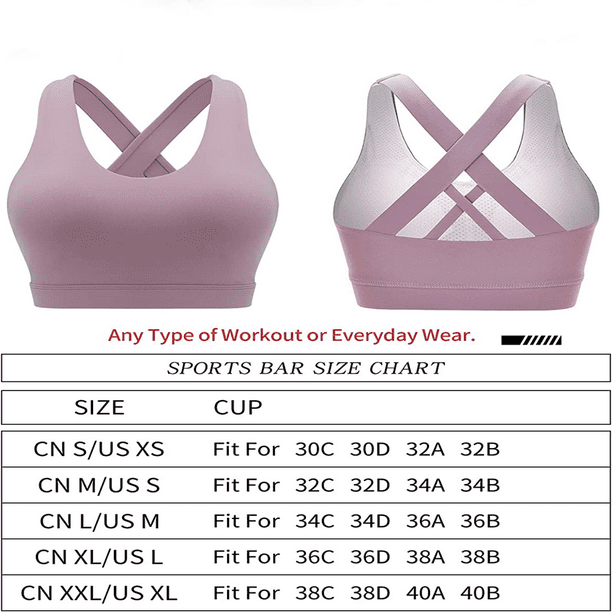 Sports Bra for Women, Criss-Cross Back Padded Strappy Sports Bras Medium  Support Yoga Bra with Removable Cups Purple XL 