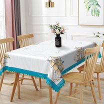 60x84inches Sailboat Nautical Tablecloth Birds Sailboat on The Sea Summer Table Cloth Washable and Reusable Table Cover for Kitchen Dining Room Indoor Outdoor Adventure Themed Party Decor