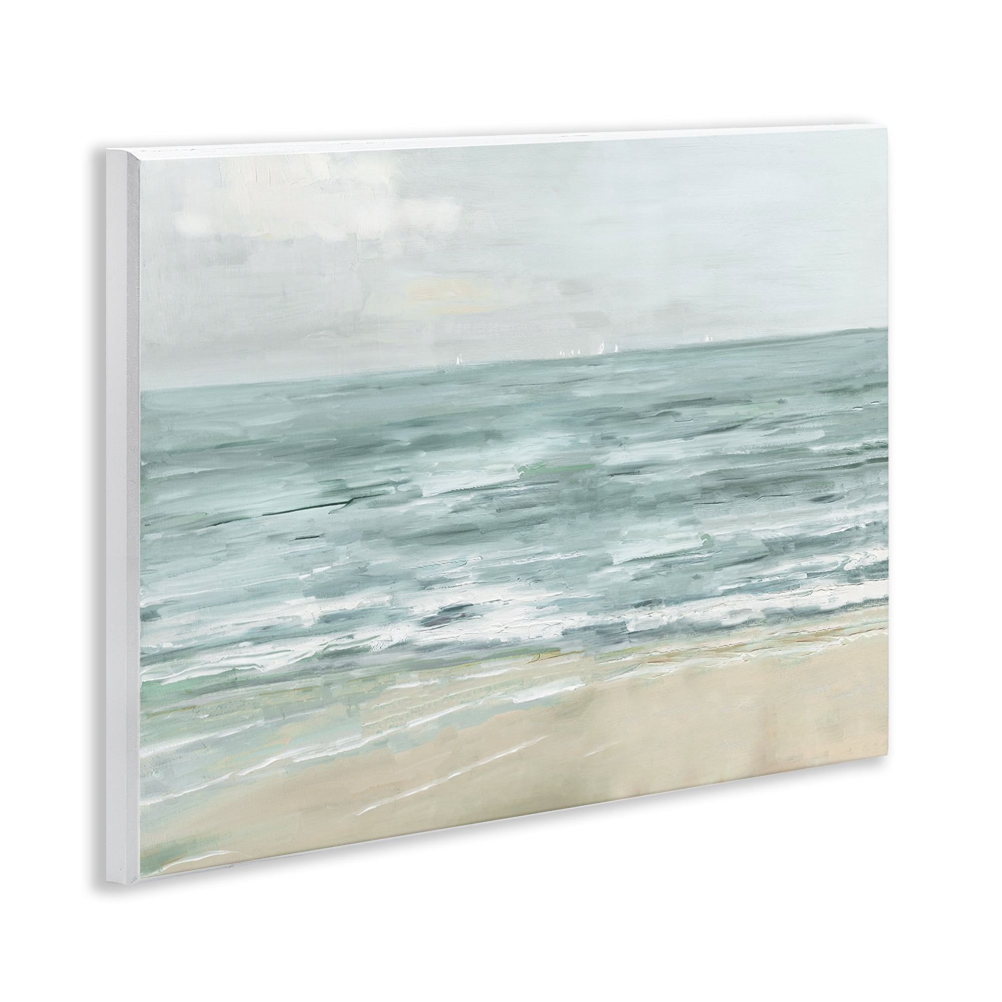 Stupell Industries Brushed Beach Waves Landscape Painting Unframed Art Print Wall Art, 14 x 11