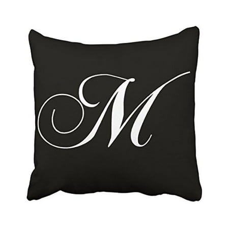 Designer Cushion Cover WinHome Decorative Black White Monogram M Designer Monogrammed Pillow Case Decorative Throw Pillow Case Decor Cushion Covers Size 20x20 inches Two Side ()