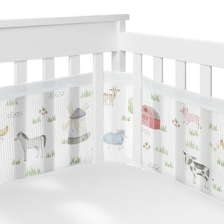 BreathableBaby Breathable Mesh Crib Liner – Classic Collection – Owl Fun  Gray – Fits Full-Size Four-Sided Slatted and Solid Back Cribs – Anti-Bumper  